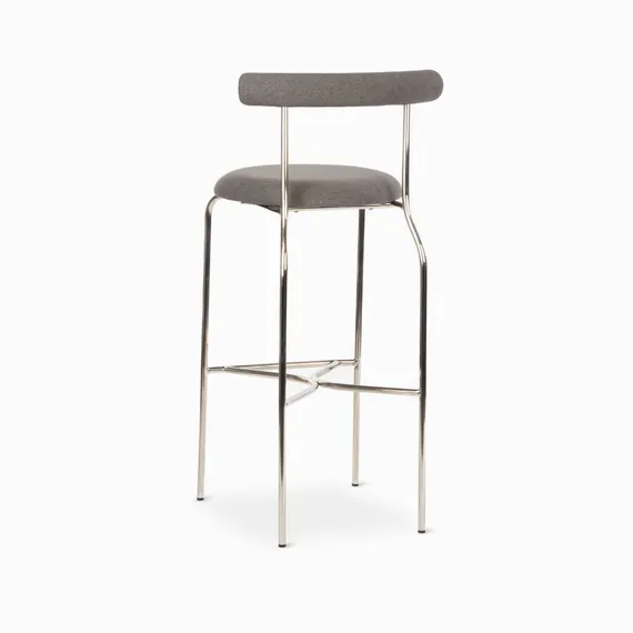 Барный стул Rider, серая ткань, ножки хром