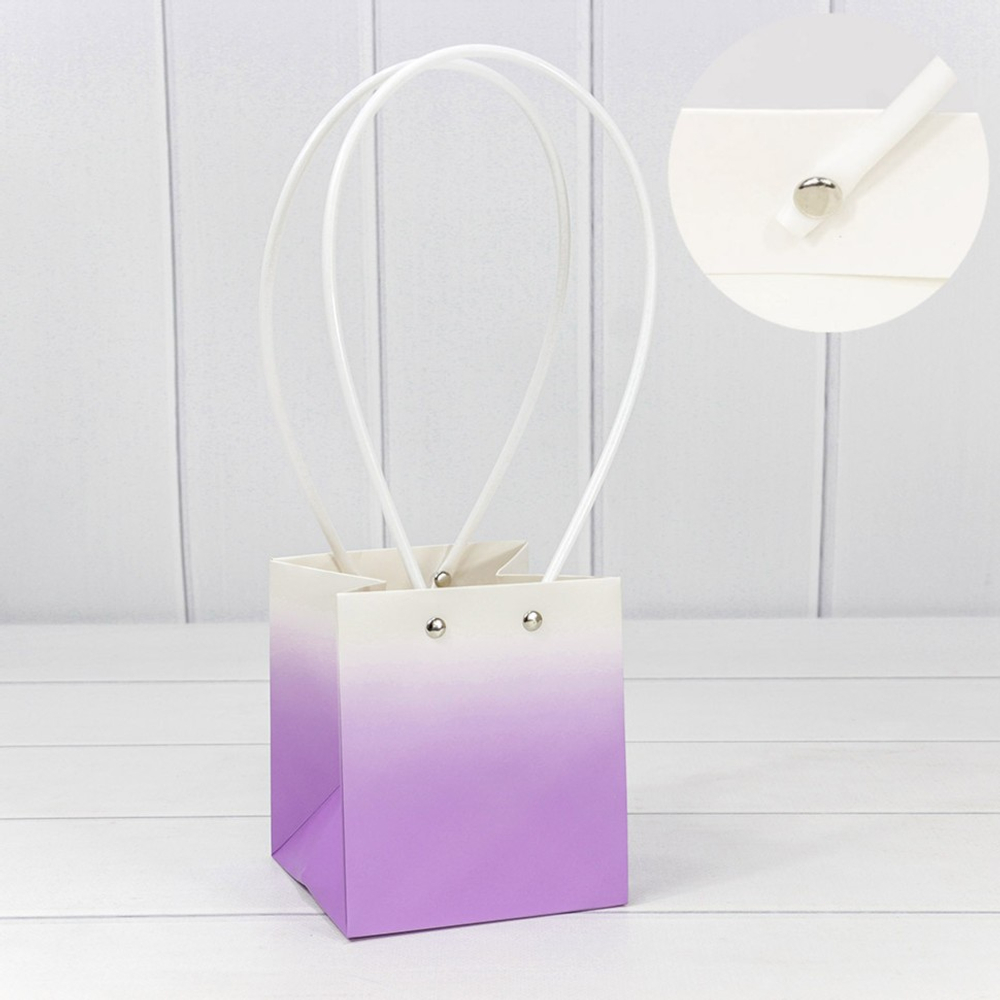 Пакет подарочный 13х11.5х11.5см Ваза для цветов "Градиент" (Сиреневый)