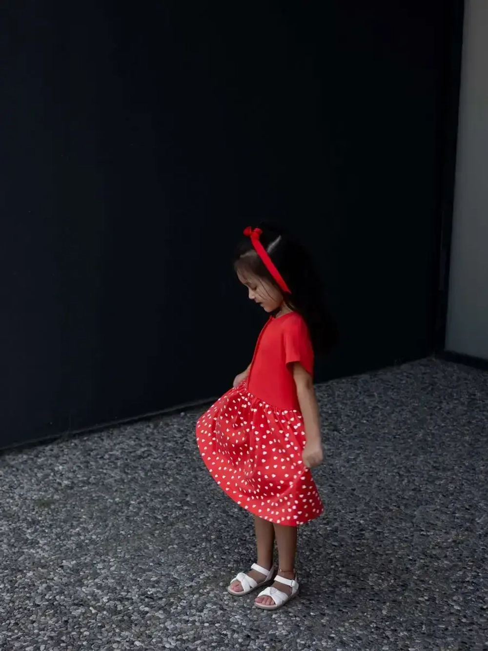 Платье в садик для девочки с коротким рукавом