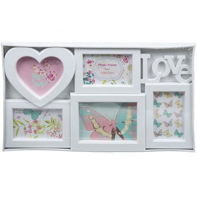 Фоторамка-коллаж на 5 фото, 31х55 см, пластик, Love, Q1605