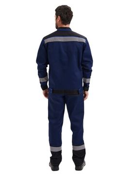 Костюм "Система" (куртка+брюки) цв. т.синий/черн/василек