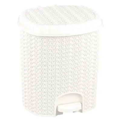 Ведро для мусора с педалью 11л Вязание (Слоновая кость) (комплект 4 шт)
