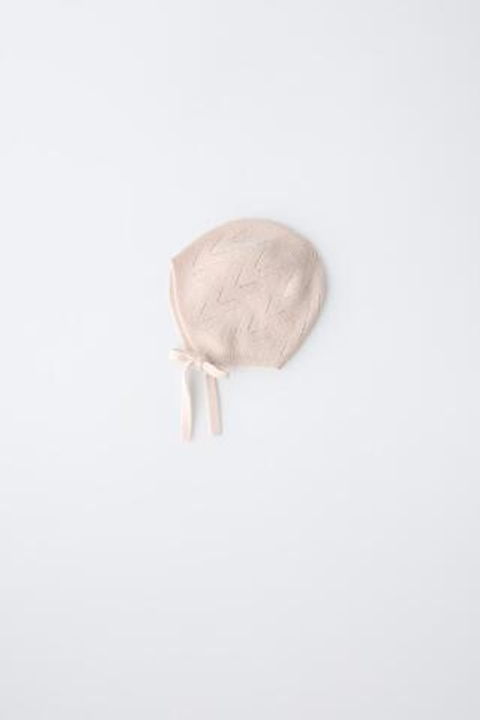 ZARA ЧЕПЧИК ИЗ ХЛОПКА И ШЕРСТИ, СВЕТЛО-БЕЖЕВЫЙ