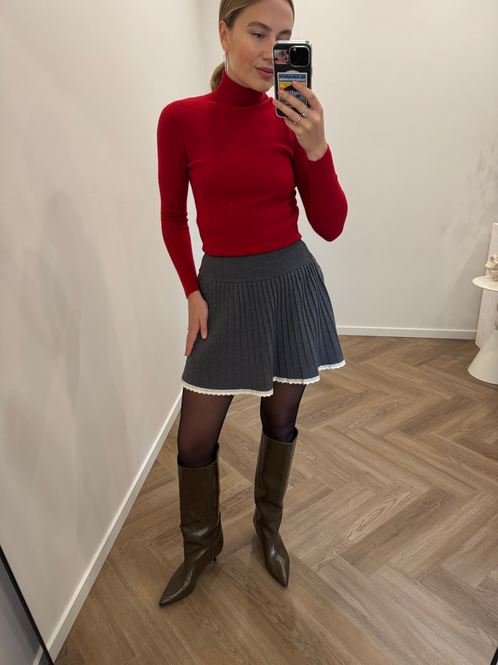 Юбка трикотажная плиссе графит