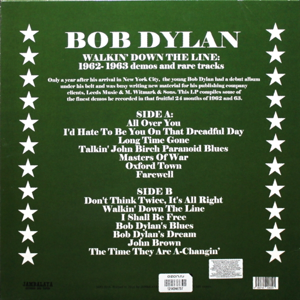 Bob Dylan / Walkin' Down The Line: 1962 - 1963 Demos And Rare Tracks (LP)