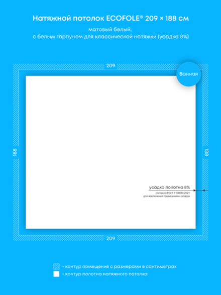 Матовый натяжной потолок 3.9 м2