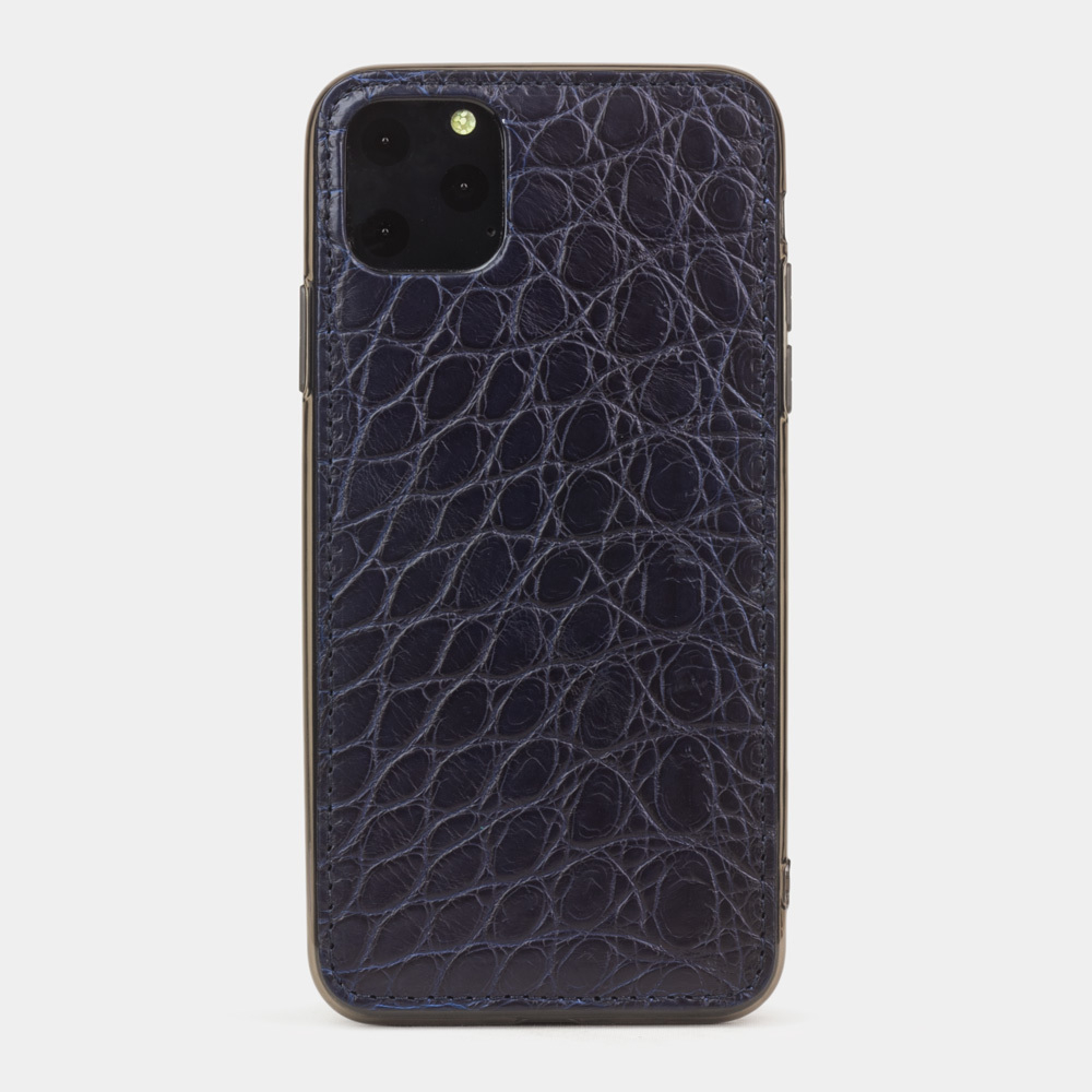 Чехол кожаный для iPhone 11 Pro Max темно-синего цвета