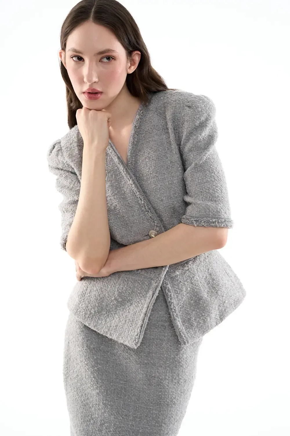 Юбка-карандаш миди серый