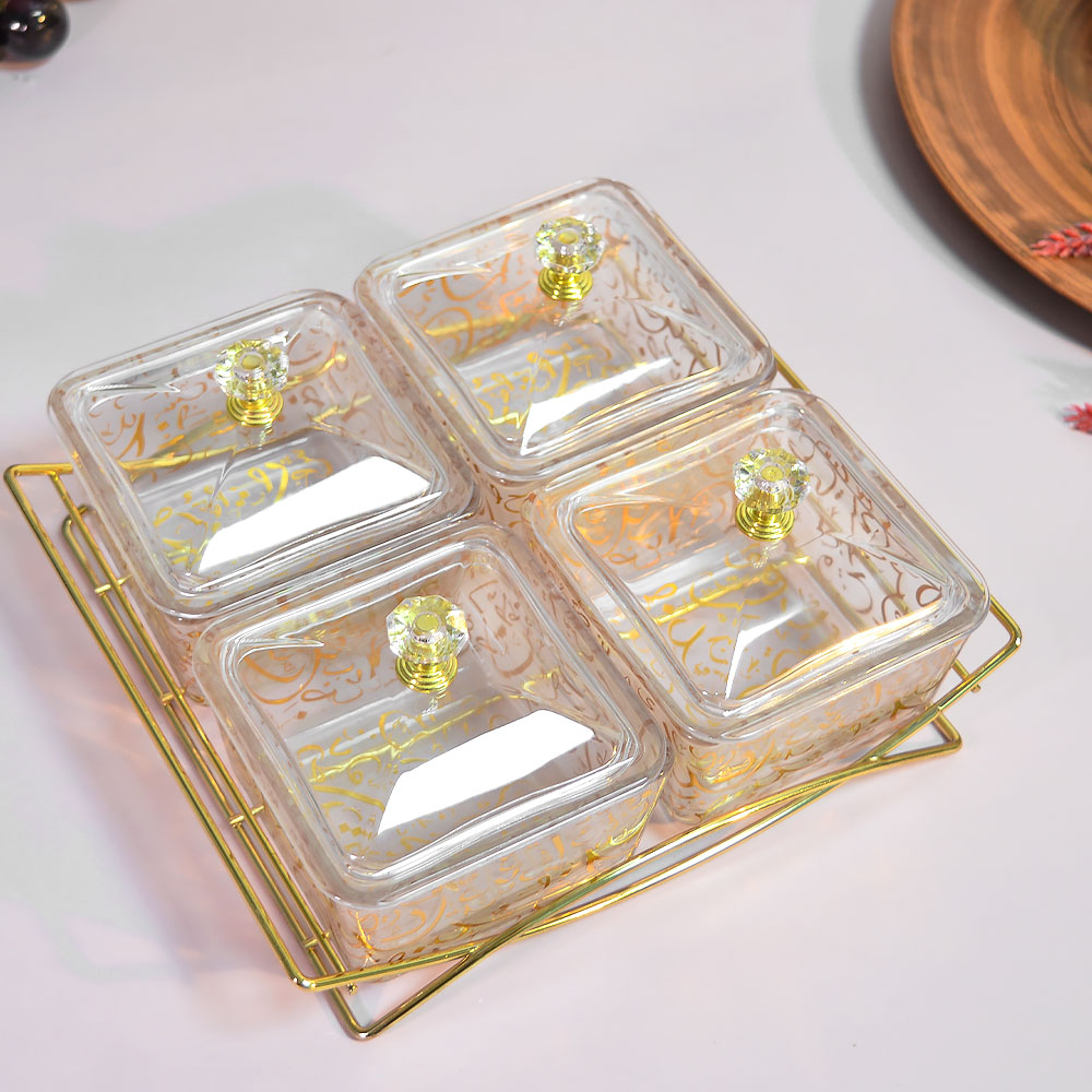 Менажница 4-х секционная 20*17,5*8,5см на металлической подставке, 9189