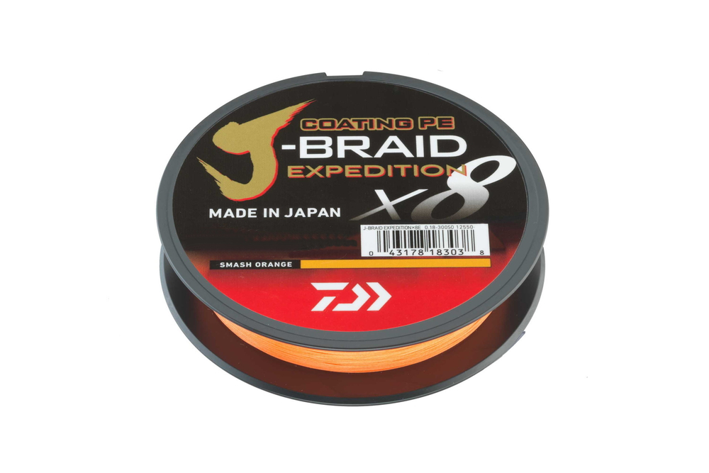 Плетеный шнур Daiwa J-Braid Expedition X8A Orange 2,0 25lb 150м (0,20mm 16,0kg)