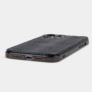 Чехол-накладка для iPhone 12 Pro Max из натуральной кожи питона, синего цвета