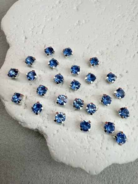 Шатоны 4 мм, Сапфир в серебре, 25 шт