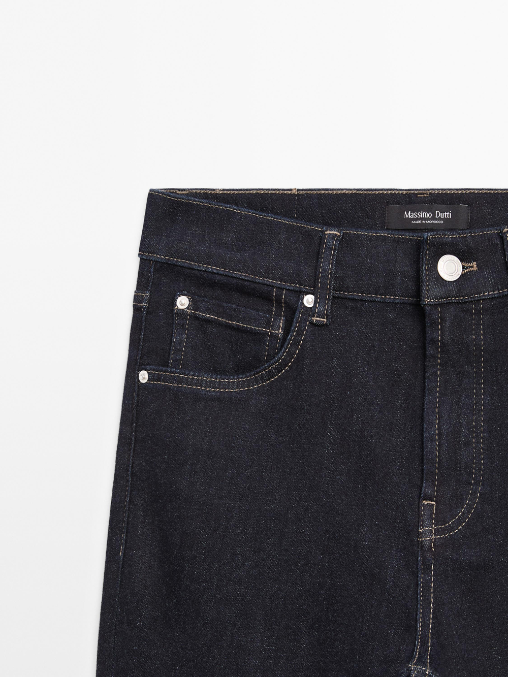 Massimo Dutti Узкие джинсы-клеш с высокой талией, темно-синий