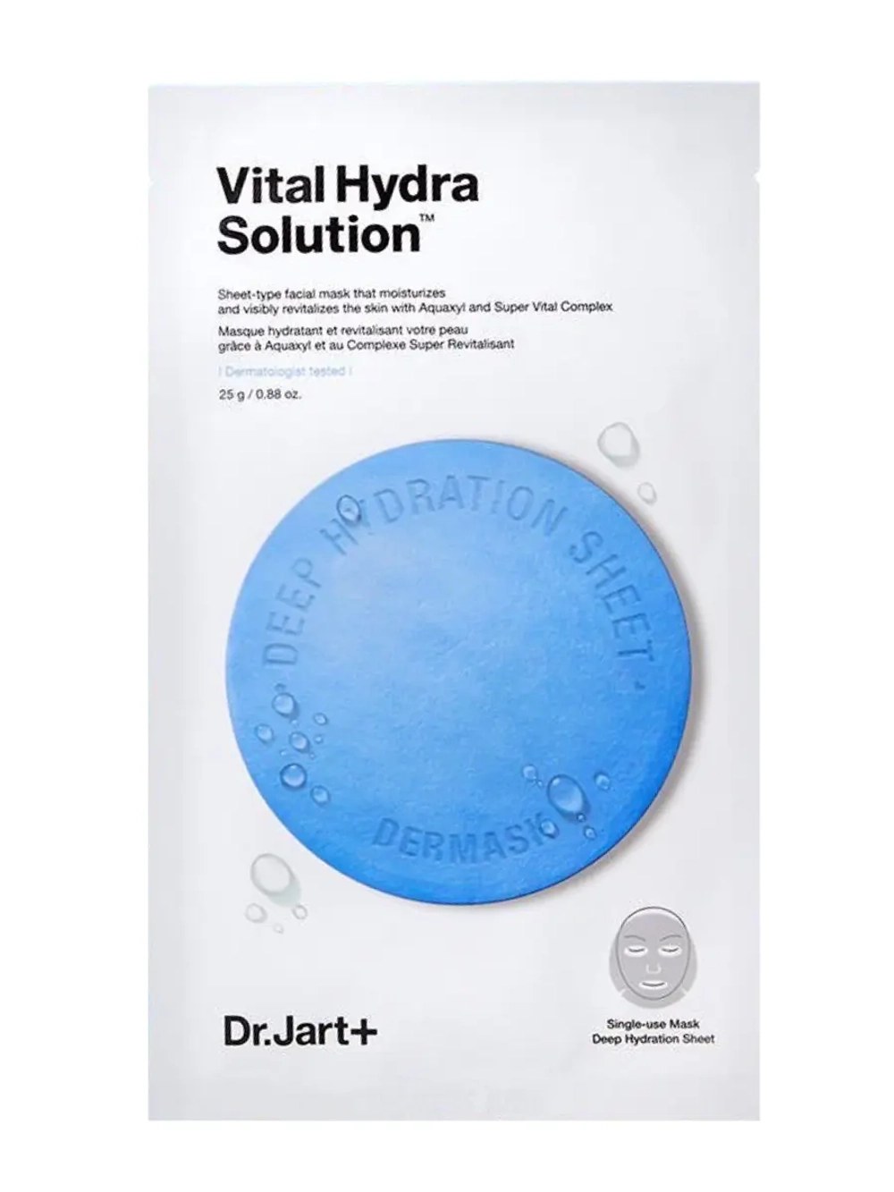 DR.JART+ - МАСКА ТКАНЕВАЯ ДЛЯ ЛИЦА УВЛАЖНЯЮЩАЯ DERMASK WATER JET VITAL HYDRA SOLUTION, 25 МЛ