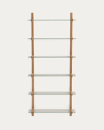 Модульный стеллаж Sitra из массива дуба с 6 стеклянными полками