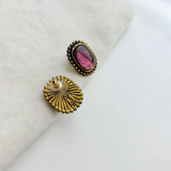 Серьги YSL с лиловым кабошоном