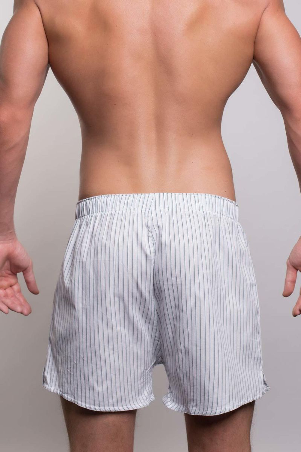 Белые мужские трусы-шорты в тонкую полоску (Размер: XXL) (Цвет: белый)