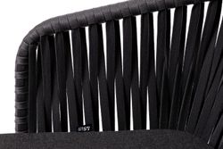 "Бордо" стул плетеный из роупа, каркас алюминий темно-серый (RAL7024) шагрень, роуп серый 15мм, ткань темно-серая 027