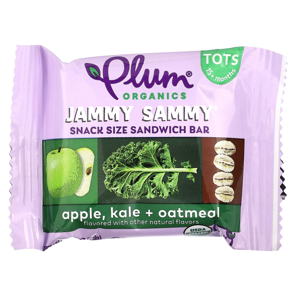 Plum Organics, Jammy Sammy, сэндвич-батончик для детей от 15 месяцев, яблоко, капуста и овсянка, 5 батончиков, 29 г (1,02 унции)