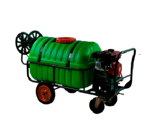 Опрыскиватель бензиновый с катушкой для нагнетающего шланга, на раме с колесами "Умница" модель ОБК-200л