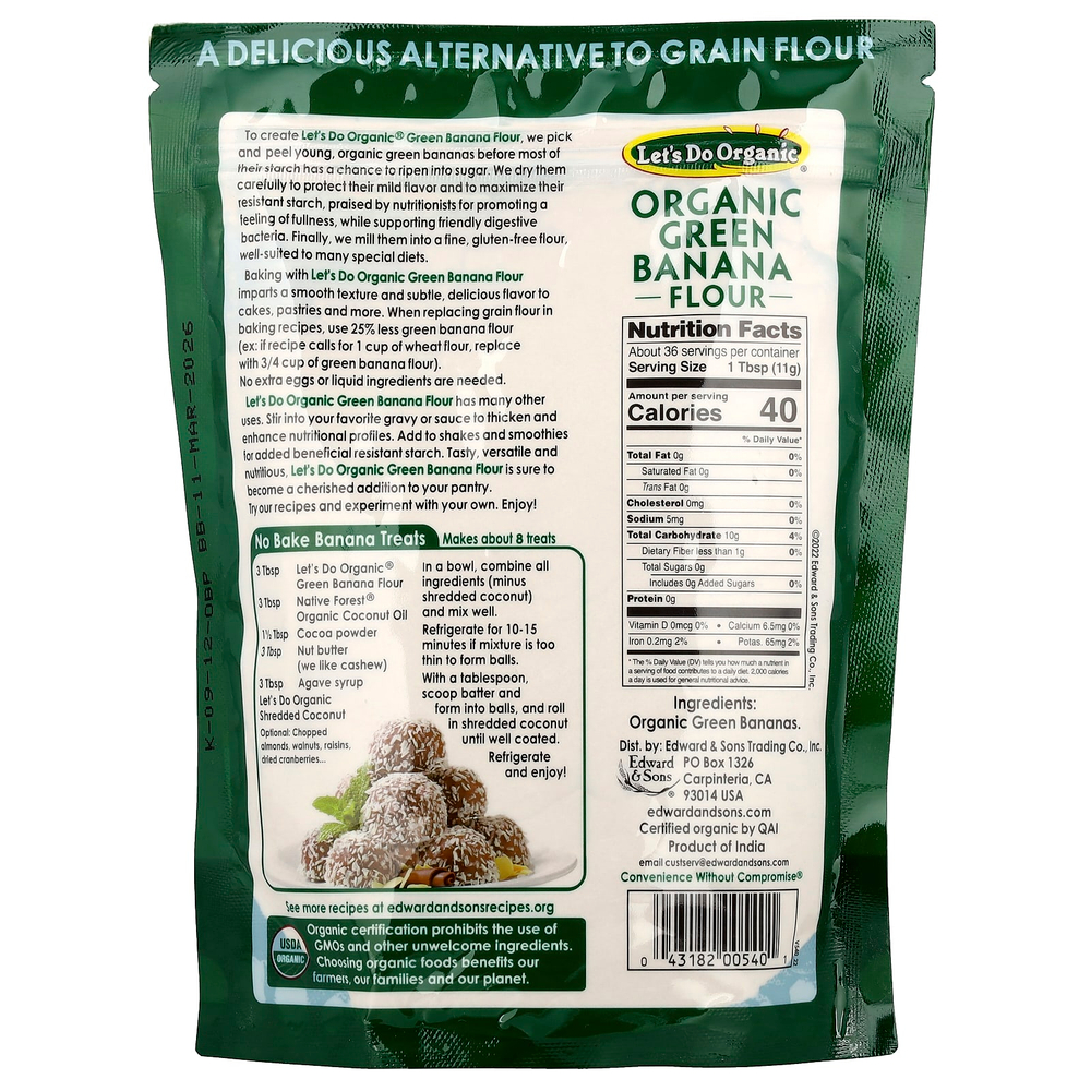 Let's Do Organic, Let's Do Organic®, органическая мука из зеленого банана, 396 г (14 унций)