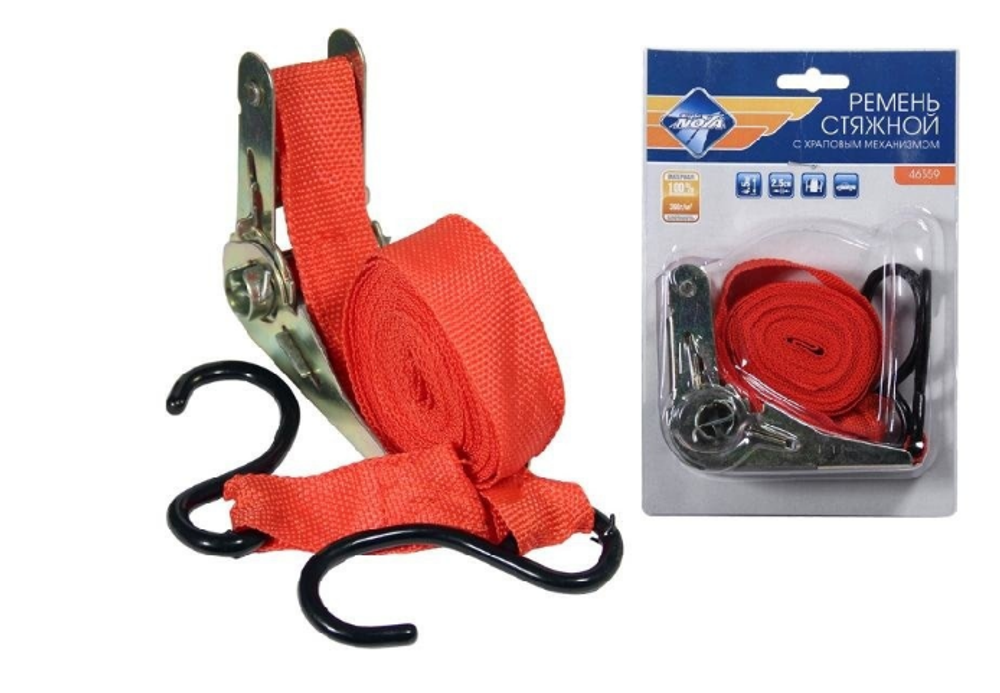 Стяжка груза  2,5см *4,5м лента в блистере,с храповым механизмом Nova Bright 46559