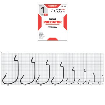 Крючки офсетные Cobra L-WORM 2312NSB №2/0, 3 шт.