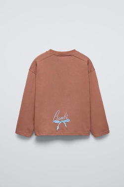 ZARA ЛОНГСЛИВ С ПРИНТОМ BAMBI © DISNEY, КОРИЧНЕВЫЙ