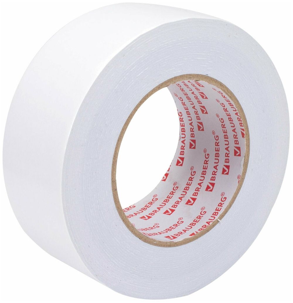 Клейкая двухсторонняя лента 50мм х 8м, НА ВСПЕНЕННОЙ ОСНОВЕ 1мм, прочная, BRAUBERG, 600485