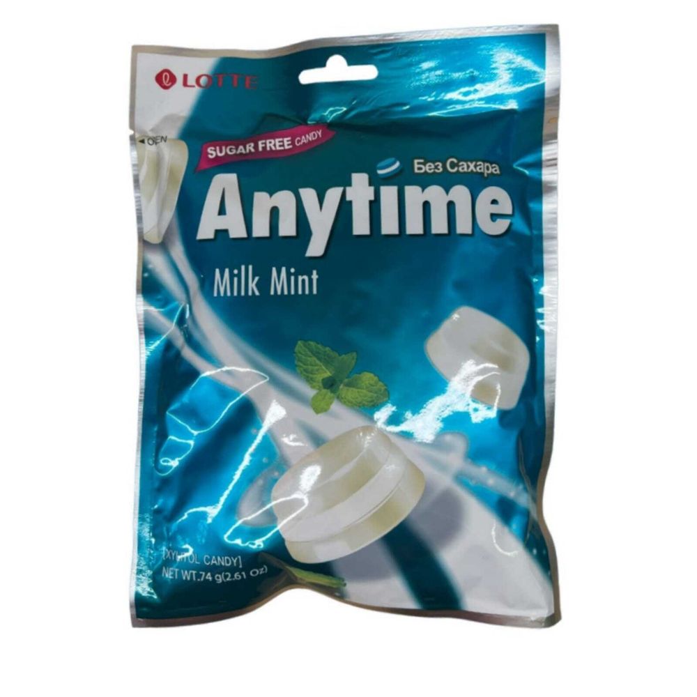 Леденцы Lotte Anytime Milk Mint без сахара 60 г, 3 шт