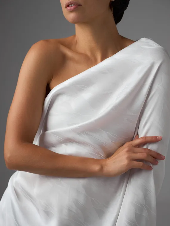 Ткань шелк Армани Жаккард, арт. 82092, дизайн "мастихин", белый