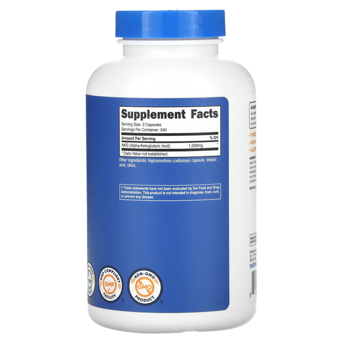 Nutricost, АКГ (альфа-кетоглутаровая кислота), 240 капсул (500 мг в 1 капсуле)