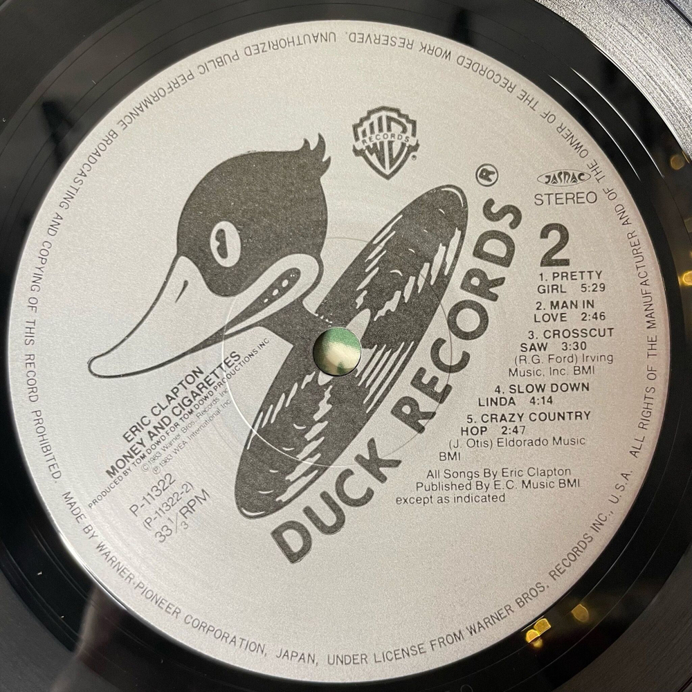 Винтажная виниловая пластинка LP Eric Clapton Money And Cigarettes (Japan 1983) (Без Конверта)