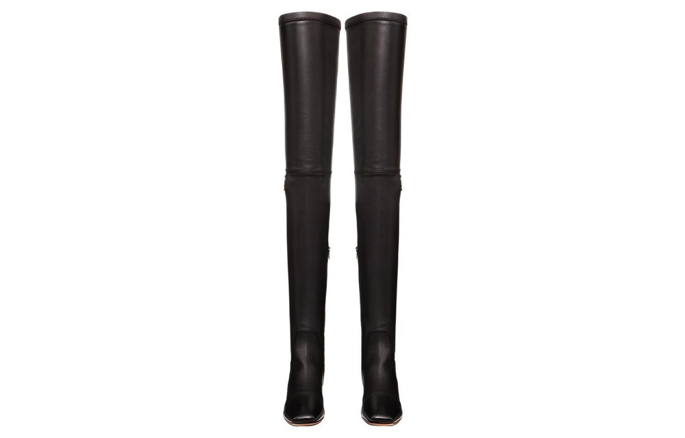 Valentino Leather Over the Knee high Boots 3cm Women"s Black