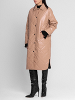 Пальто из эко-кожи прямое стеганное на утеплителе Alpolux