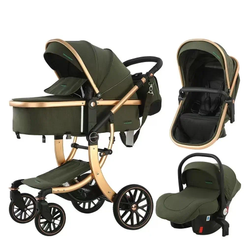 Детская коляска Luxmom 601A 3в1 (тёмно-зеленый)