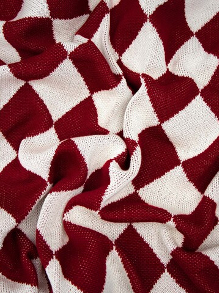 Вязаный плед Mjölk Milk/Red