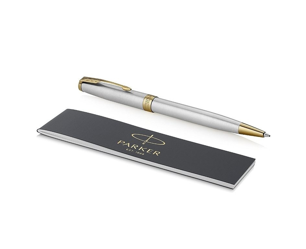 Шариковая ручка Parker Sonnet Stainless Steel GT 1931507, стержень: M, цвет чернил: black , в подарочной упаковке