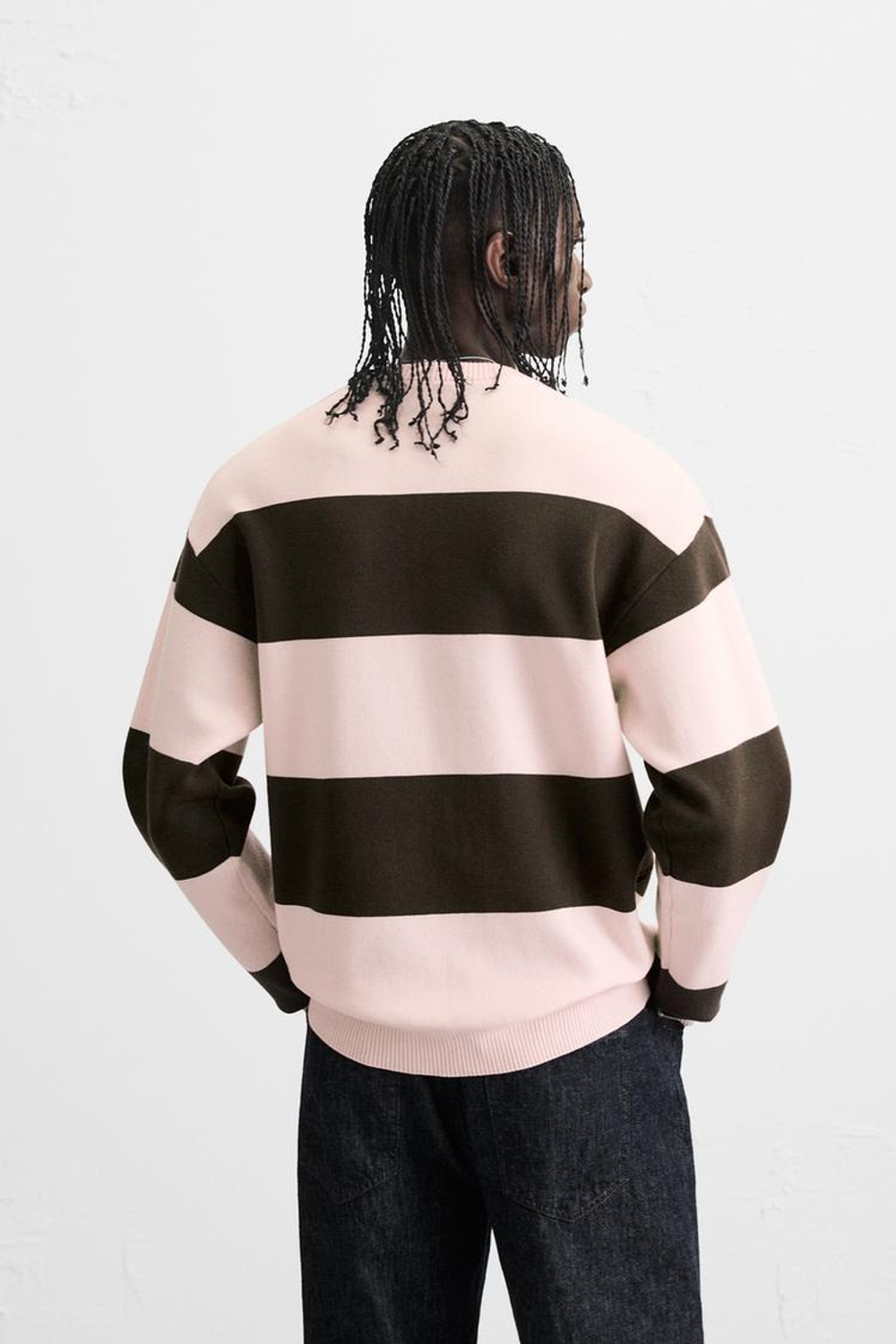 ZARA СВИТЕР ИЗ МЯГКОЙ ТКАНИ С РЕЛЬЕФНЫМ УЗОРОМ, ПОЛОСКИ