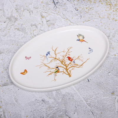 Блюдо керамическое «Райский сад» 29*19см, белое