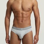 Мужские трусы брифы набор 3 в 1 серые с серой резинкой Bikkembergs BKK1USP02TR0033