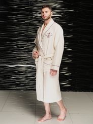 Мужской вафельный халат  PATRICK кремовый