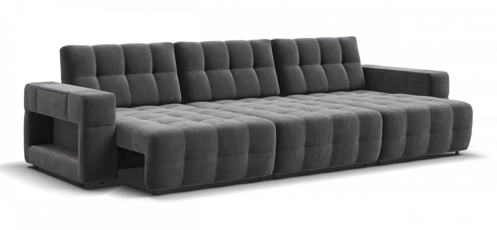 Диван BOSS.XO MAX велюр Monolit серый / WOOD Rock