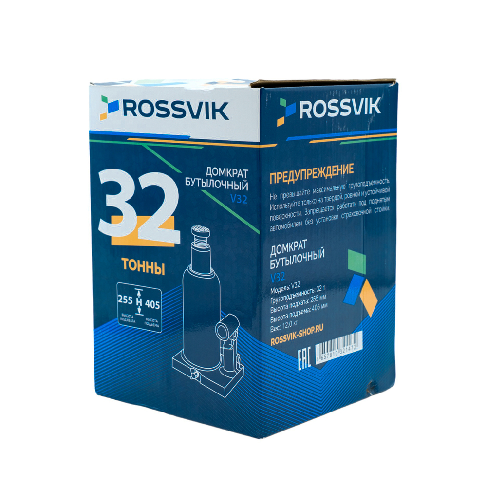 Домкрат бутылочный ROSSVIK V32, г/п 32,0т