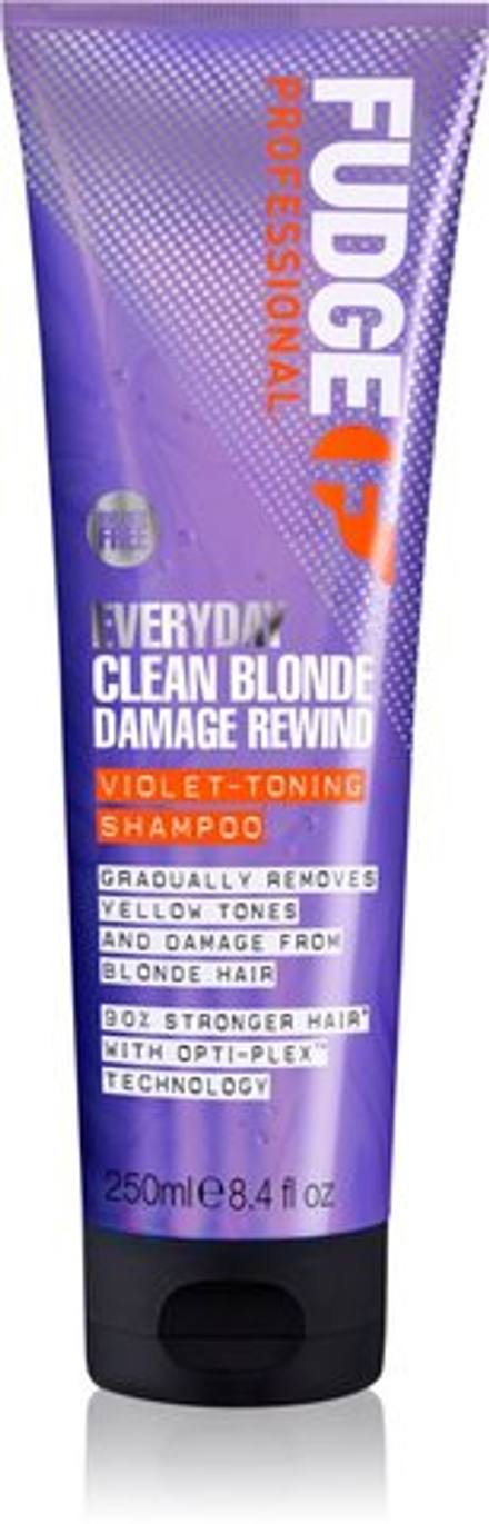 Fudge Everyday Clean Blonde Damage Rewind Shampoo - мягкий шампунь для повседневного использования для светлых и балаяжных волос /   250  ml  / GTIN 5060420339345