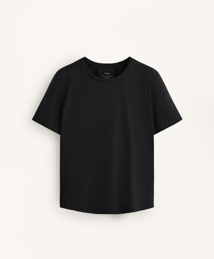 Oysho Футболка из технологичной ткани с короткими рукавами, черный