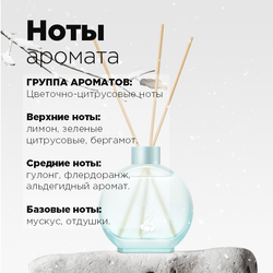 Диффузор ароматический для дома с тростниковыми палочками ПЕРВЫЙ СНЕГ