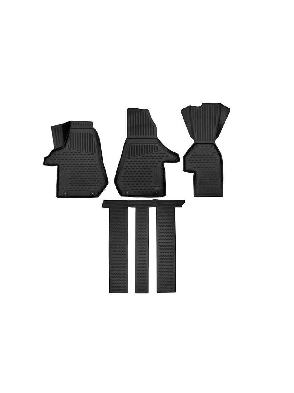 Коврики в салон для VOLKSWAGEN Multivan 2019-, 4шт. 2-й, 3-й ряд капитан, рельсы в середине (полиуретан) ELEMENT3DA0N098210K