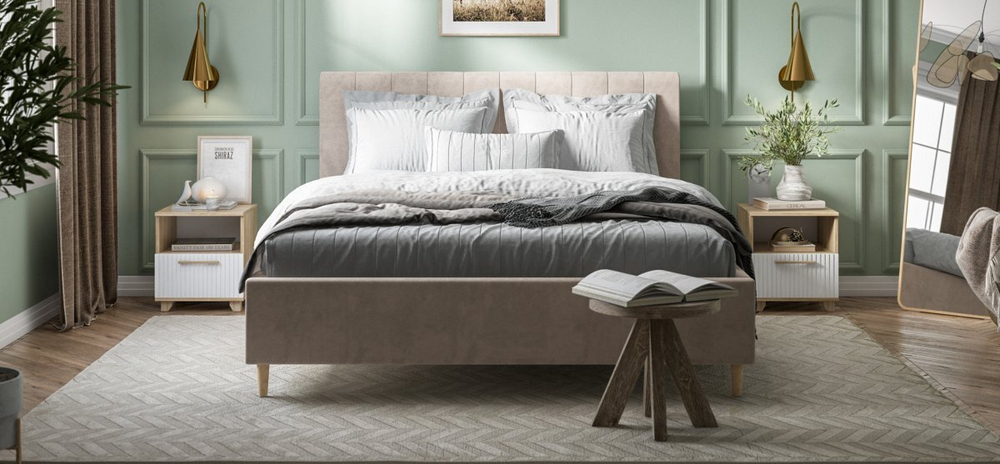 Кровать Сканди велюр Monolit латте