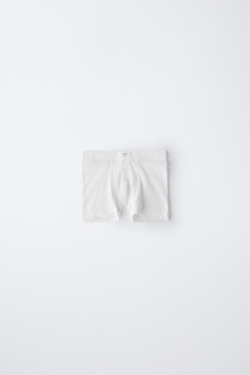 ZARA НАБОР ИЗ 2 ТРУСОВ-БОКСЕРОВ В РУБЧИК С НАШИВКОЙ, ЭКРЮ